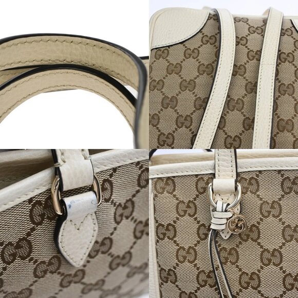 GUCCI Bree GG Pattern 2Way Shoulder Hand Bag Canvas Leather Brown White 93EF241 - Picture 9 of 15